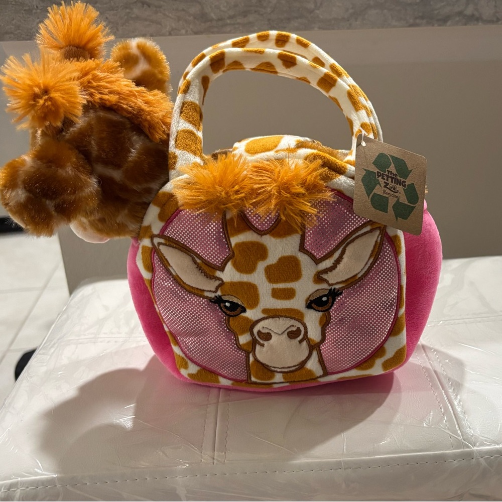Pink Giraffe Kids Bag w/Plushie